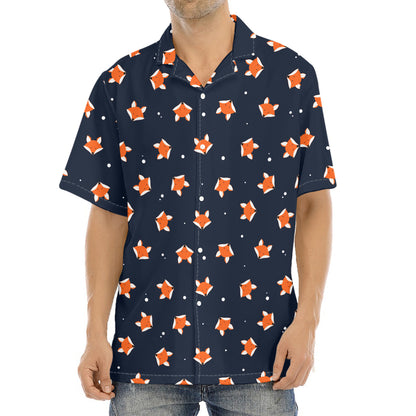 Orange Fox Pattern Print Aloha Shirt