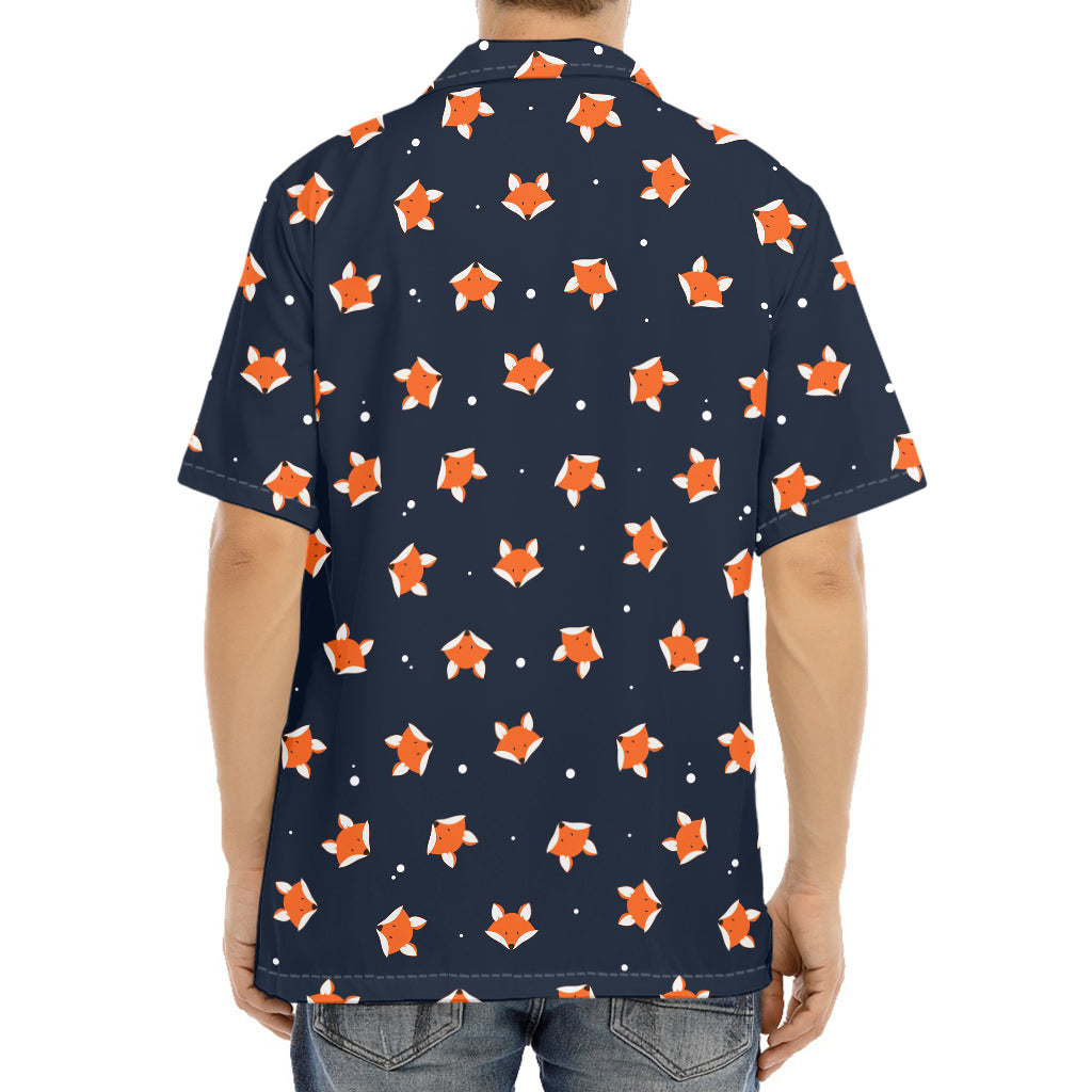 Orange Fox Pattern Print Aloha Shirt