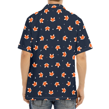 Orange Fox Pattern Print Aloha Shirt