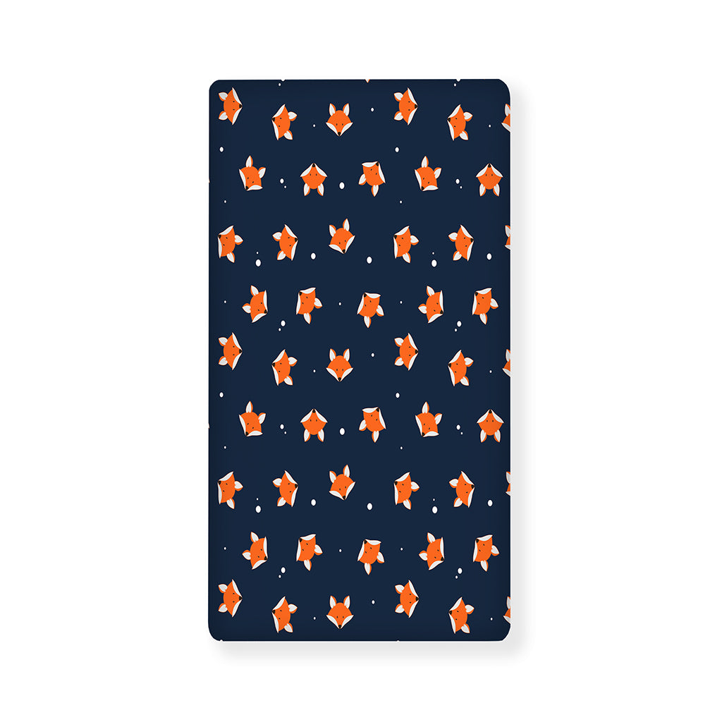 Orange Fox Pattern Print Baby Crib Sheet