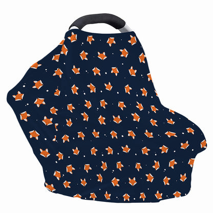 Orange Fox Pattern Print Baby Seat Cover