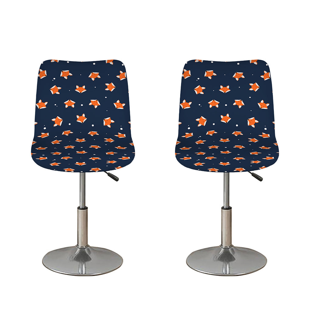 Orange Fox Pattern Print Bar Stool Covers