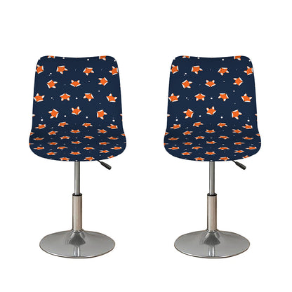 Orange Fox Pattern Print Bar Stool Covers
