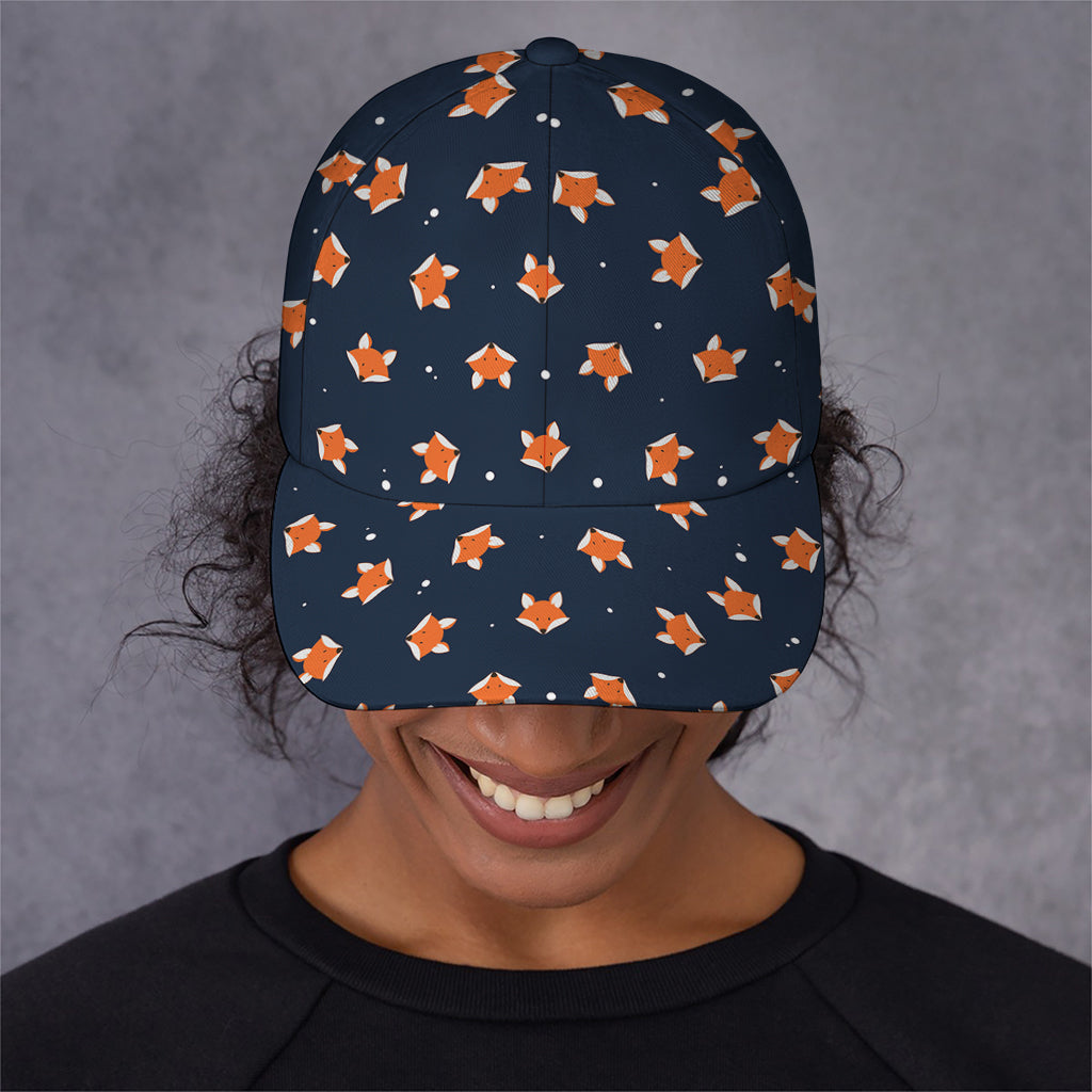 Orange Fox Pattern Print Baseball Cap
