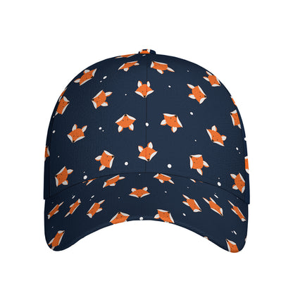 Orange Fox Pattern Print Baseball Cap