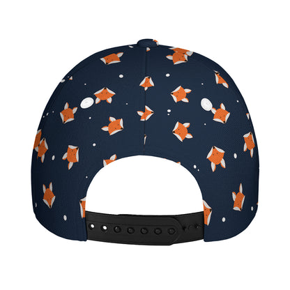 Orange Fox Pattern Print Baseball Cap