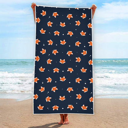 Orange Fox Pattern Print Beach Towel