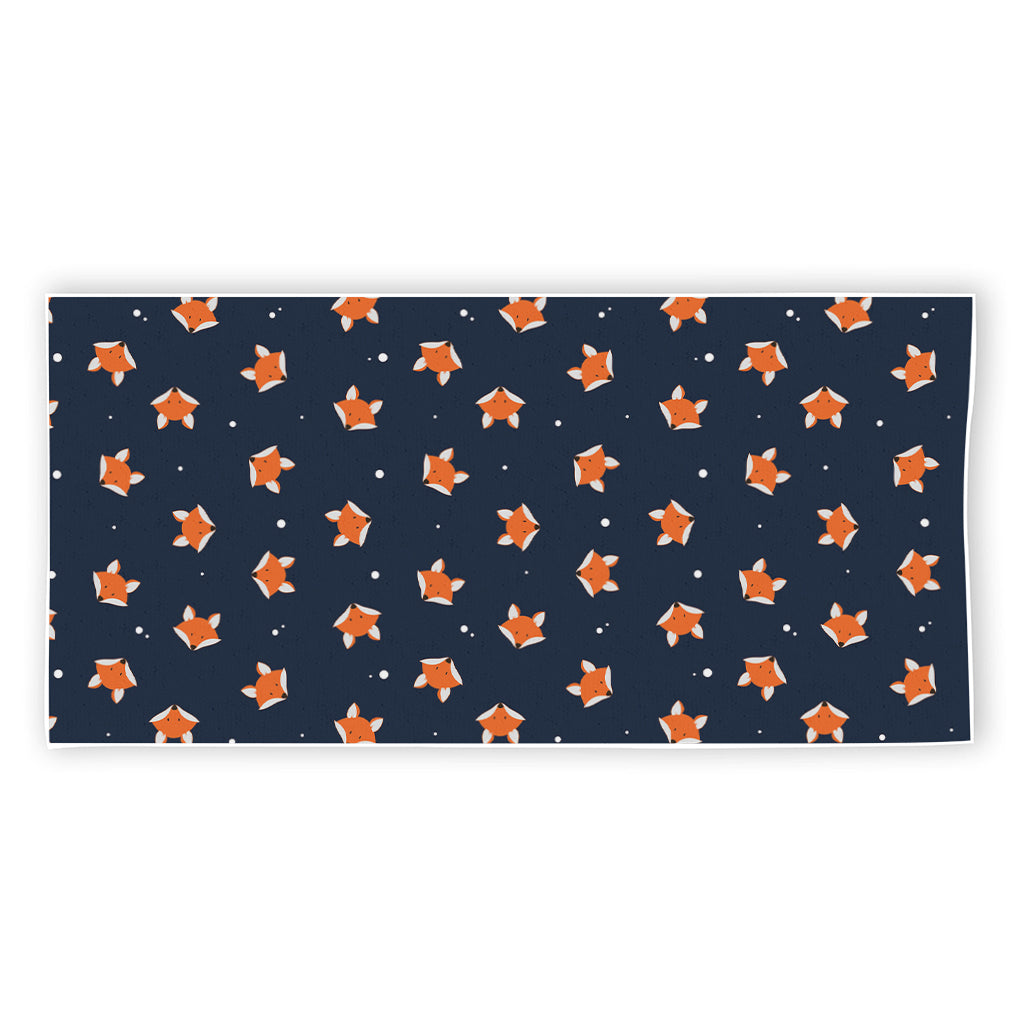 Orange Fox Pattern Print Beach Towel