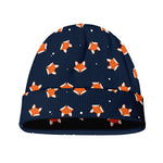 Orange Fox Pattern Print Beanie