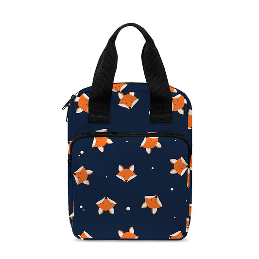 Orange Fox Pattern Print Bible Tote Bag