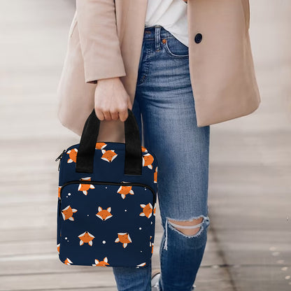 Orange Fox Pattern Print Bible Tote Bag