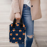 Orange Fox Pattern Print Bible Tote Bag