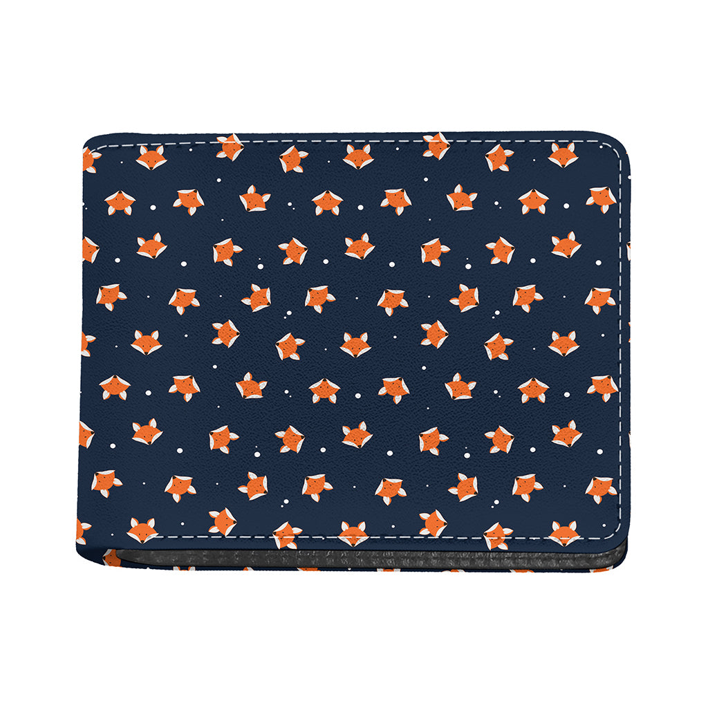 Orange Fox Pattern Print Bifold Wallet