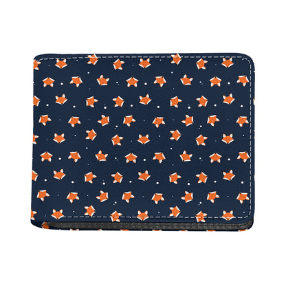 Orange Fox Pattern Print Bifold Wallet