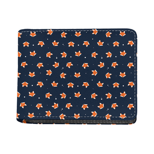 Orange Fox Pattern Print Bifold Wallet