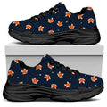 Orange Fox Pattern Print Black Chunky Shoes