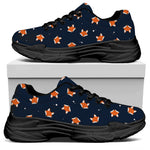 Orange Fox Pattern Print Black Chunky Shoes