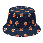 Orange Fox Pattern Print Bucket Hat