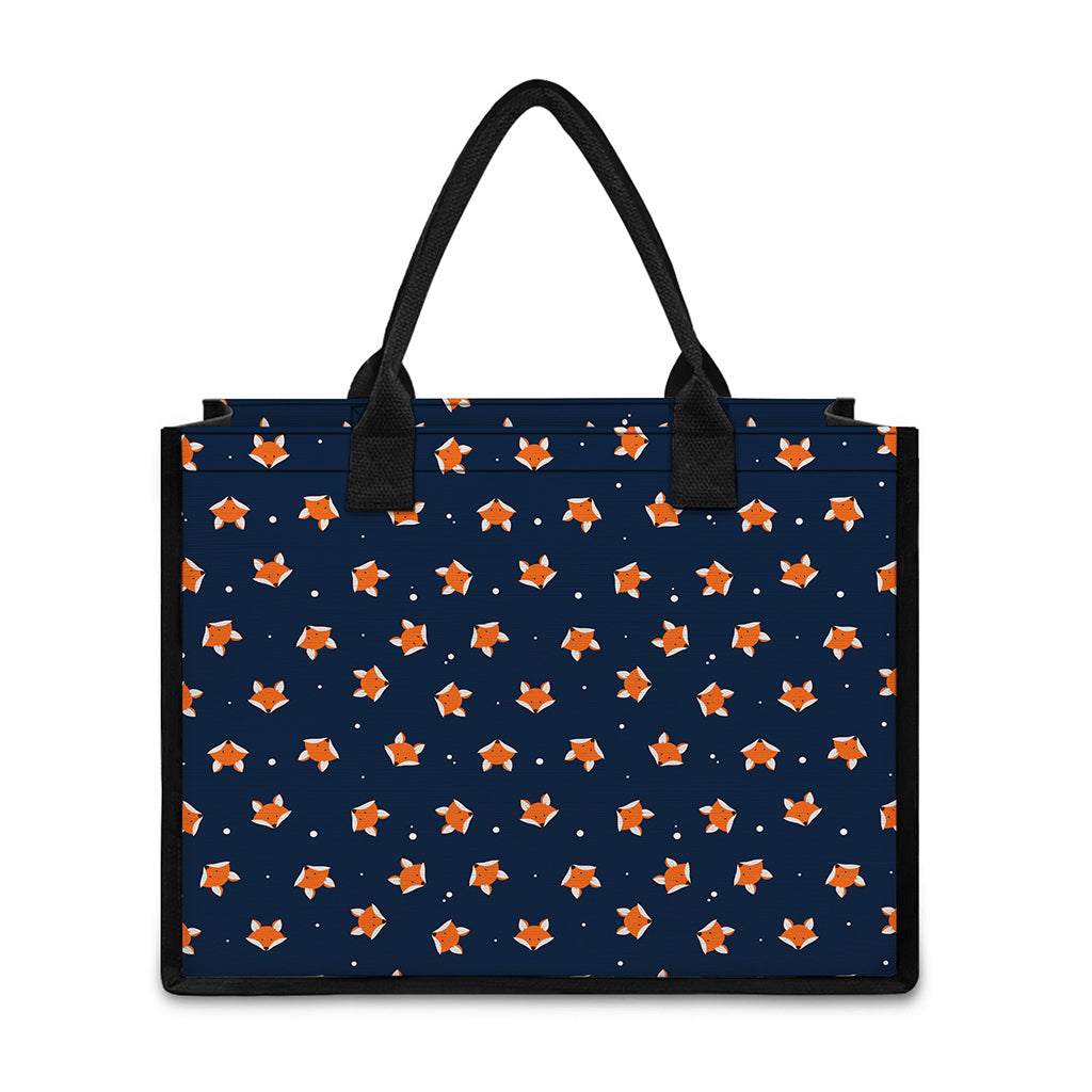 Orange Fox Pattern Print Canvas Tote Bag