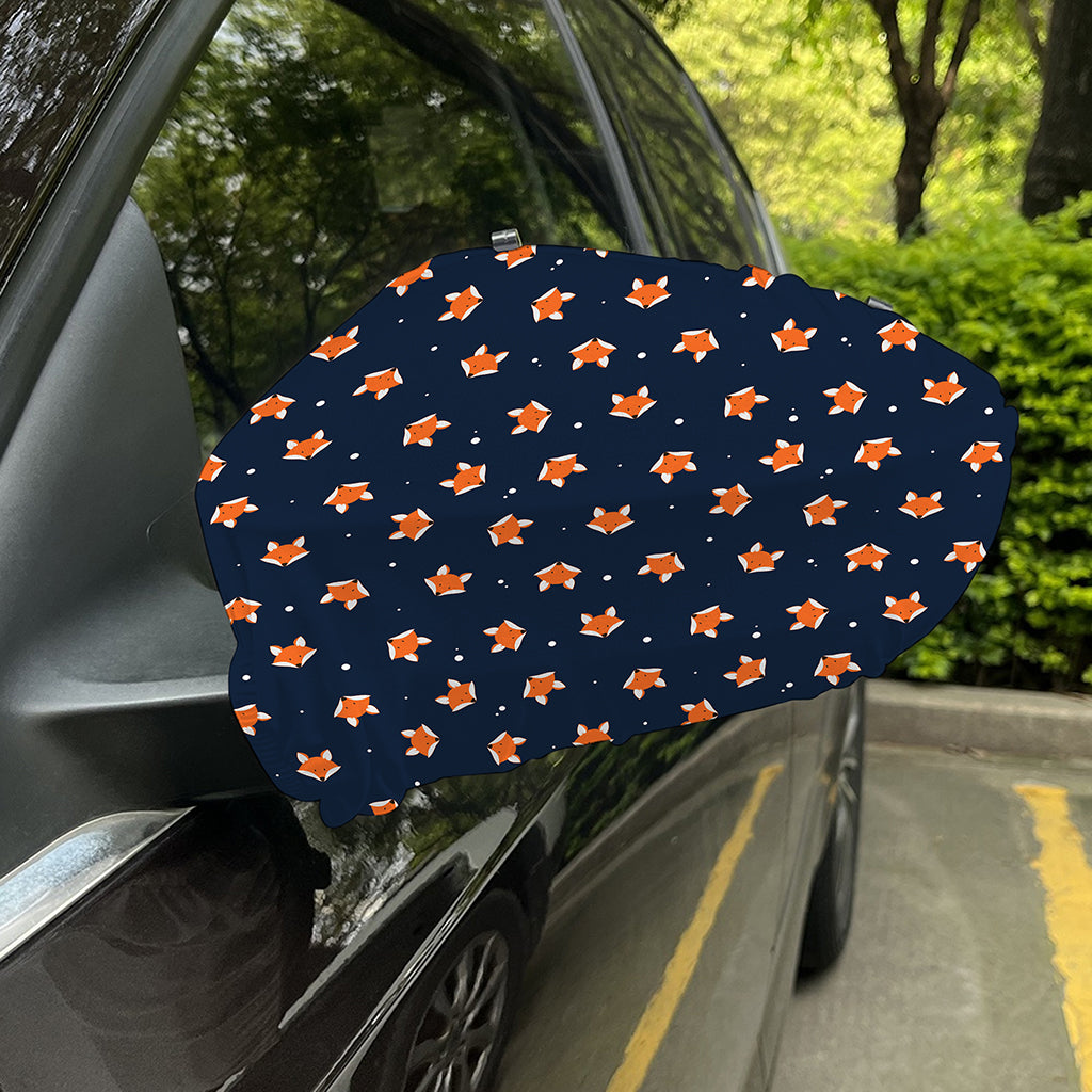 Orange Fox Pattern Print Car Side Mirror Covers