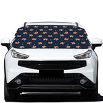 Orange Fox Pattern Print Car Windshield Snow Cover
