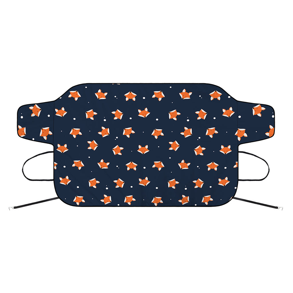 Orange Fox Pattern Print Car Windshield Snow Cover