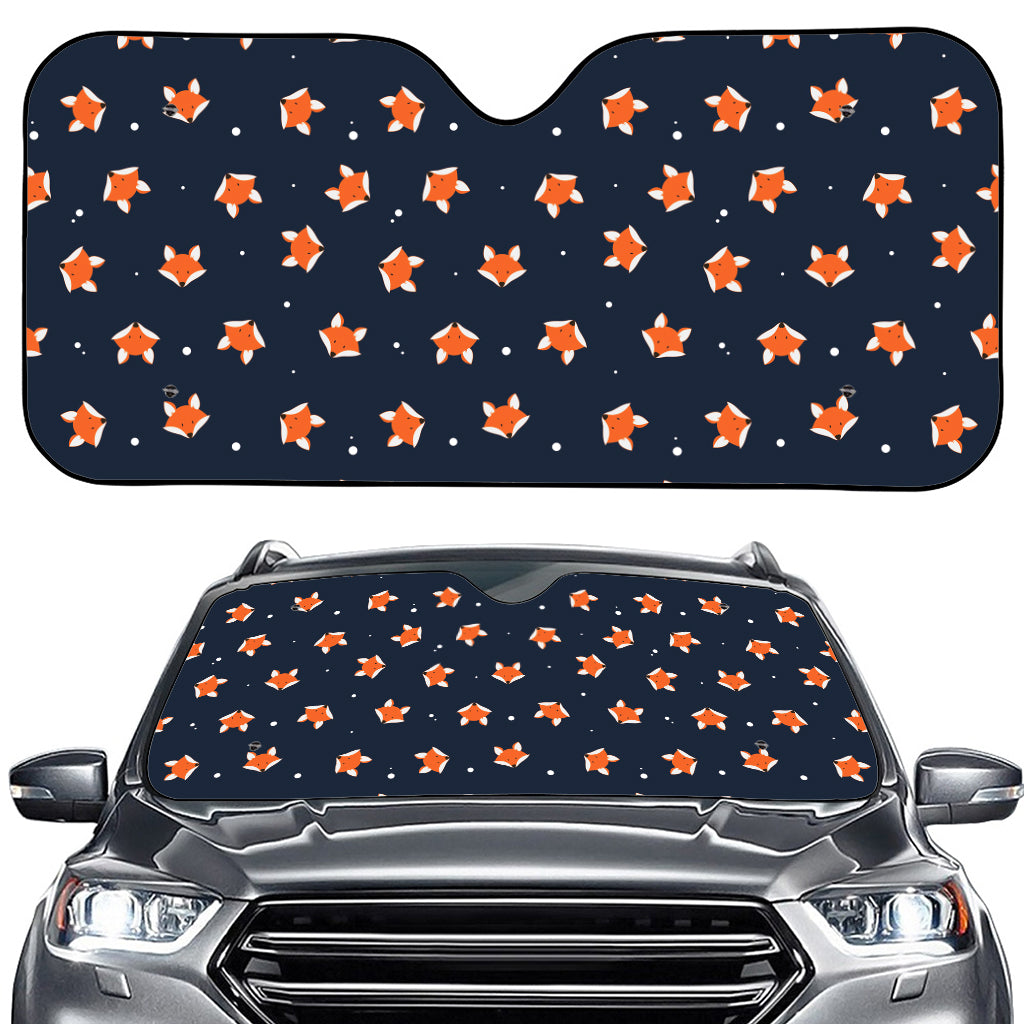 Orange Fox Pattern Print Car Windshield Sun Shade