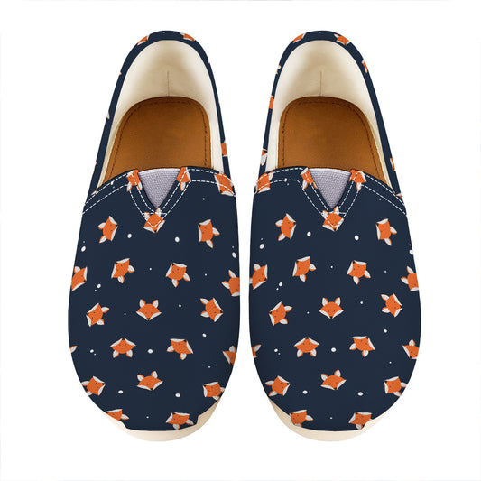 Orange Fox Pattern Print Casual Shoes