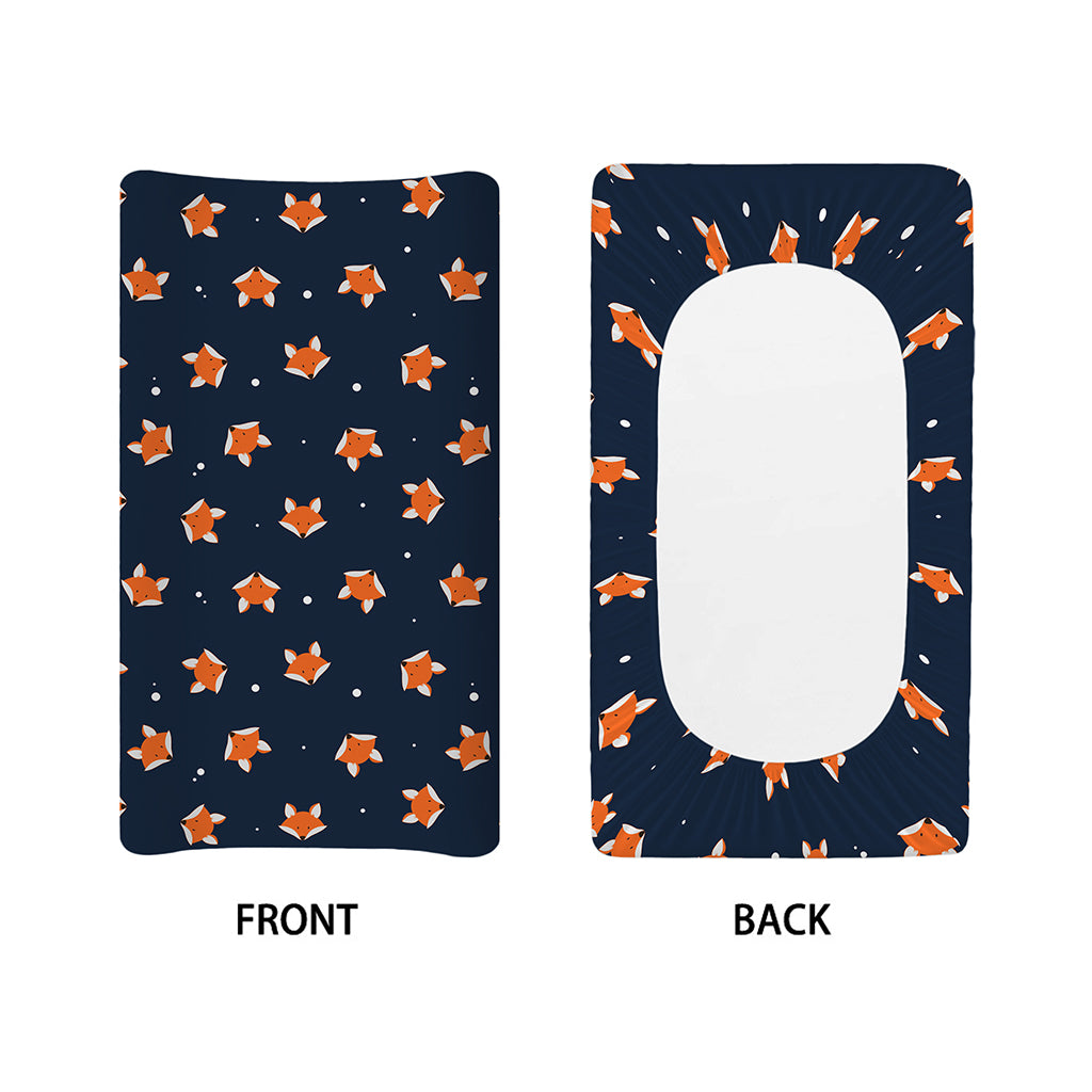 Orange Fox Pattern Print Changing Pad Cover