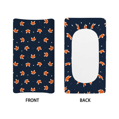Orange Fox Pattern Print Changing Pad Cover