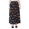 Orange Fox Pattern Print Chiffon Maxi Skirt