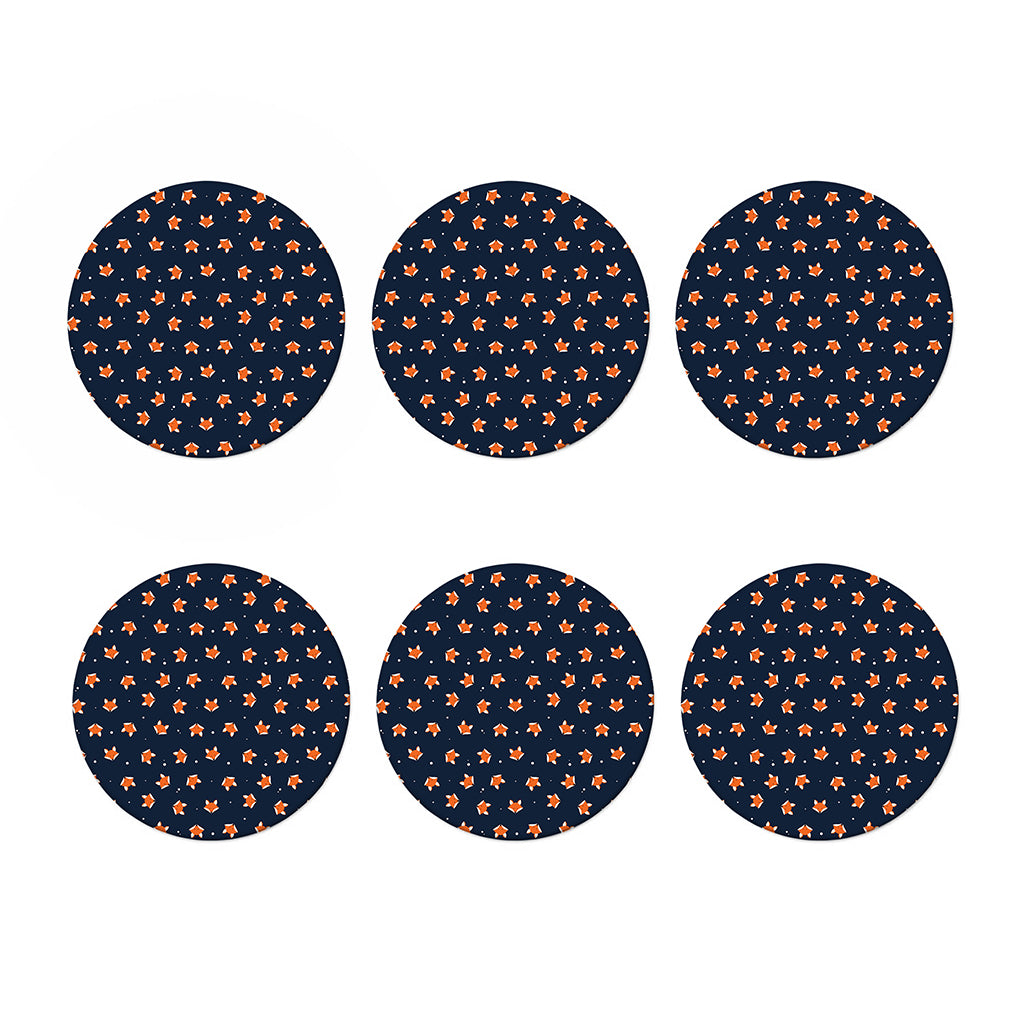 Orange Fox Pattern Print Coaster Set