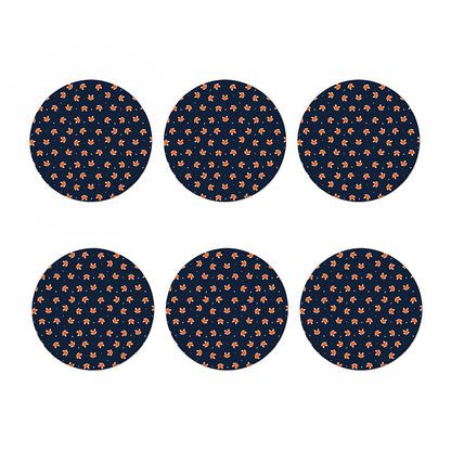 Orange Fox Pattern Print Coaster Set