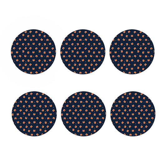 Orange Fox Pattern Print Coaster Set