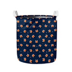 Orange Fox Pattern Print Collapsible Laundry Basket