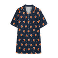 Orange Fox Pattern Print Cotton Hawaiian Shirt