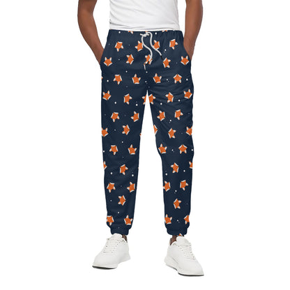 Orange Fox Pattern Print Cotton Pants