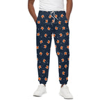 Orange Fox Pattern Print Cotton Pants