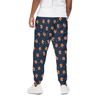 Orange Fox Pattern Print Cotton Pants