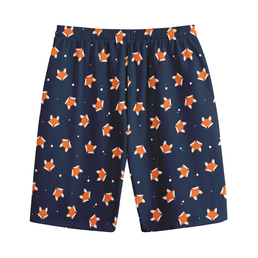 Orange Fox Pattern Print Cotton Shorts
