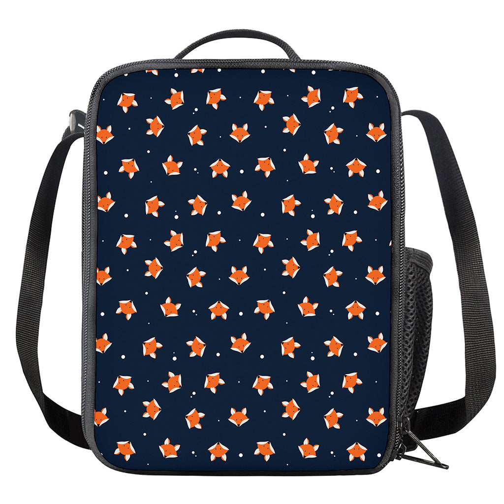 Orange Fox Pattern Print Crossbody Lunch Bag