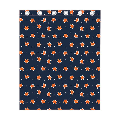 Orange Fox Pattern Print Curtain