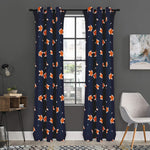 Orange Fox Pattern Print Curtain