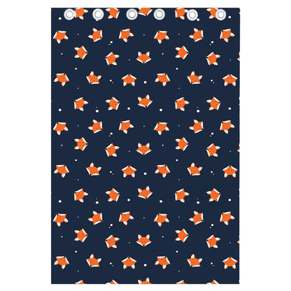 Orange Fox Pattern Print Curtain