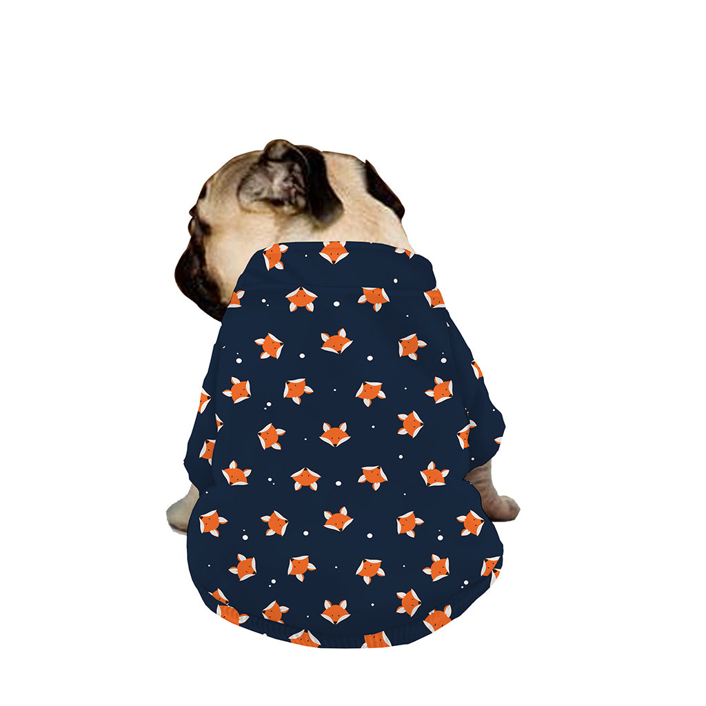 Orange Fox Pattern Print Dog Zip Up Jacket
