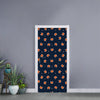 Orange Fox Pattern Print Door Sticker