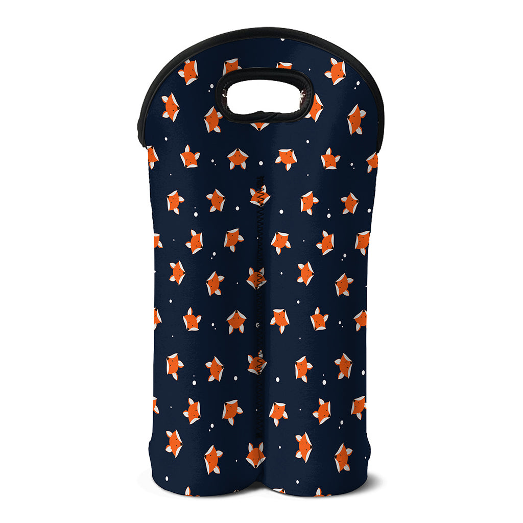 Orange Fox Pattern Print Double Neoprene Wine Tote