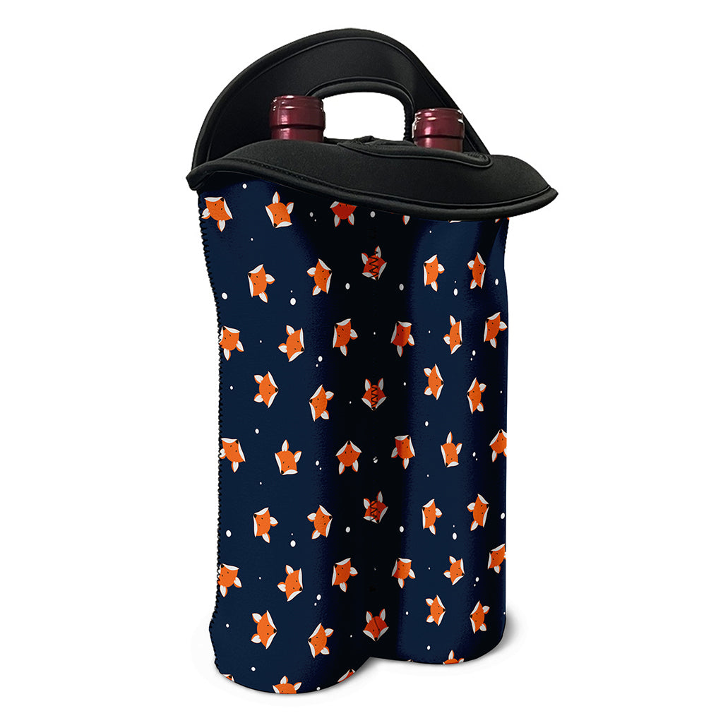 Orange Fox Pattern Print Double Neoprene Wine Tote