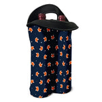 Orange Fox Pattern Print Double Neoprene Wine Tote