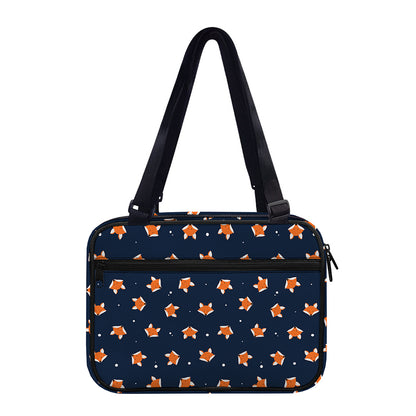 Orange Fox Pattern Print Double Strap Bible Bag